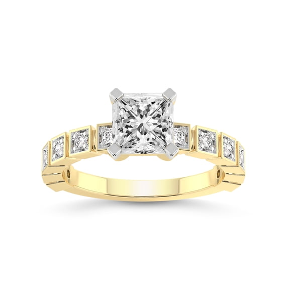 2 Carat IGI Certified Princess Shape Lab Grown Diamond Engagement Ring | 14K Yellow Gold | Cheryl Side Stone Lab Diamond Ring | FG-VS1-VS2 Quality Friendly Diamonds