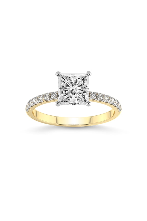 2 Carat IGI Certified Princess Shape Lab Grown Diamond Engagement Ring | 14K Yellow Gold | Olivia Secret Halo Lab Diamond Ring | FG-VS1-VS2 Quality Friendly Diamonds