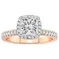 thumbnail image 1 of IGI Certified 2 Carat Princess Shape Lab Grown Diamond Engagement Ring | 14K Rose Gold | Elle Classic Halo Diamond Ring | FG-VS1-VS2 Quality Friendly Diamonds, 1 of 6