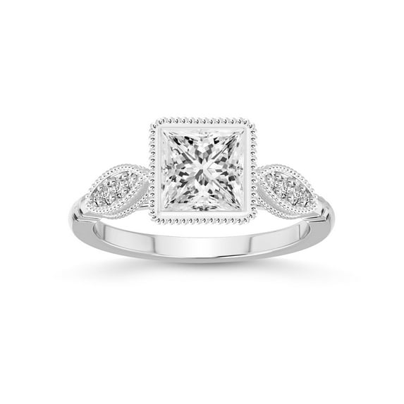 2 Carat | IGI Certified Princess Shape Lab Grown Diamond Engagement Ring For Women 14K White Gold | Lab Created Everly Vintage Bezel Diamond Engagement Ring | FG-VS1-VS2 Quality