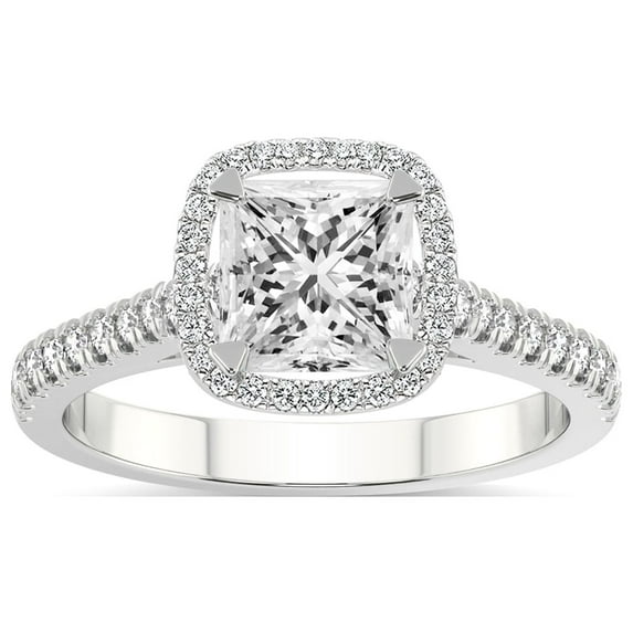 IGI Certified 2 Carat Princess Shape Lab Grown Diamond Engagement Ring | 14K White Gold |Glowing Globe Halo Diamond Ring | FG-VS1-VS2 Quality Friendly Diamonds