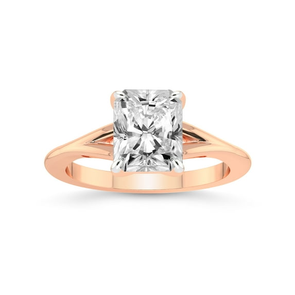 2 Carat IGI Certified Radiant Shape Lab Grown Diamond Engagement Ring | 14K Rose Gold | Cynthia Split Shank Lab Diamond Ring | FG-VS1-VS2 Quality Friendly Diamonds