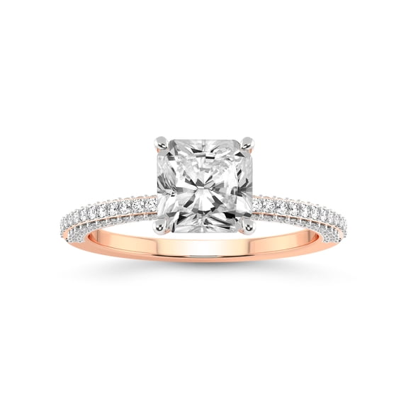 2 Carat IGI Certified Radiant Shape Lab Grown Diamond Engagement Ring | 14K Rose Gold | Grace Micro Pave Eternity Lab Diamond Ring | FG-VS1-VS2 Quality Friendly Diamonds