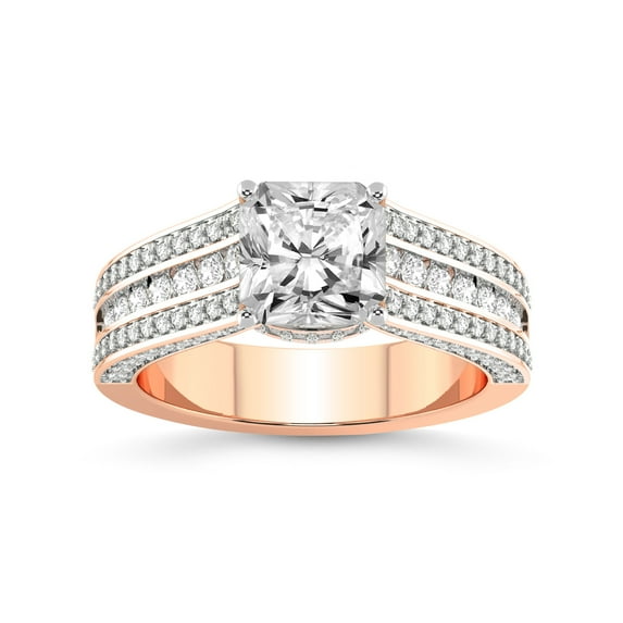 2 Carat IGI Certified Radiant Shape Lab Grown Diamond Engagement Ring | 14K Rose Gold | Idris Secret Halo Lab Diamond Ring | FG-VS1-VS2 Quality Friendly Diamonds