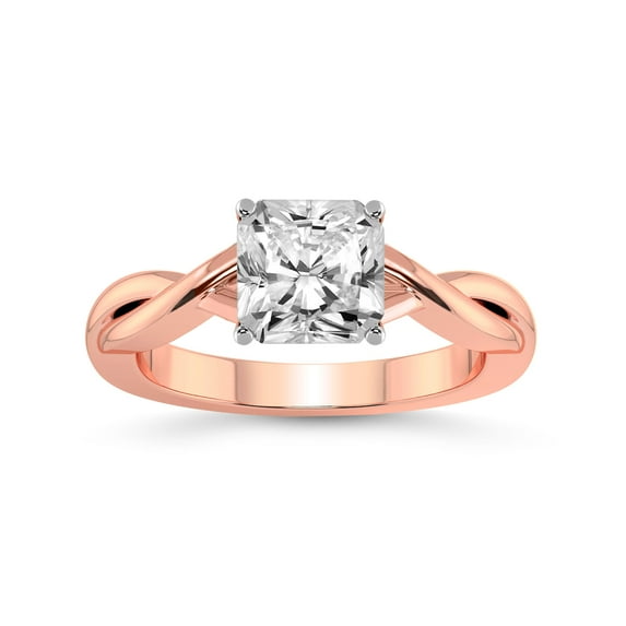 2 Carat IGI Certified Radiant Shape Lab Grown Diamond Engagement Ring | 14K Rose Gold | Intertwine Bliss Solitaire Lab Diamond Ring | FG-VS1-VS2 Quality Friendly Diamonds
