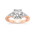 thumbnail image 1 of 2 Carat IGI Certified Radiant Shape Lab Grown Diamond Engagement Ring | 14K Rose Gold | Leona Three stone Side Pear Shape Lab Diamond Ring | FG-VS1-VS2 Quality Friendly Diamonds, 1 of 4