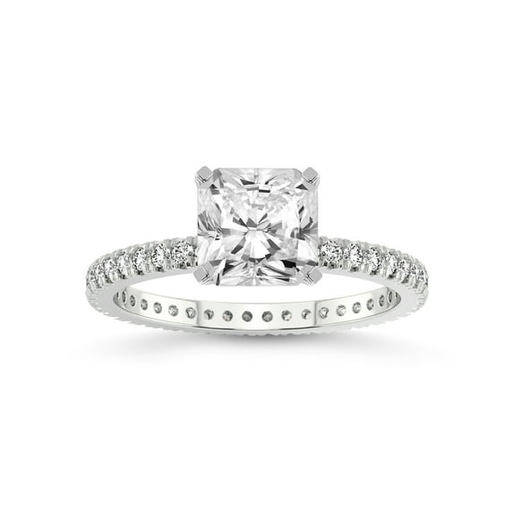 2 Carat IGI Certified Radiant Shape Lab Grown Diamond Engagement Ring | 14K White Gold | Claire Full Eternity Lab Diamond Ring | FG-VS1-VS2 Quality Friendly Diamonds