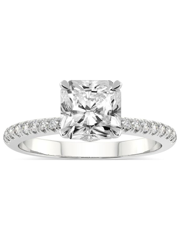 2 Carat IGI Certified Radiant Shape Lab Grown Diamond Engagement Ring | 14K White Gold | Etienne Secret Halo Lab Diamond Ring | FG-VS1-VS2 Quality Friendly Diamonds