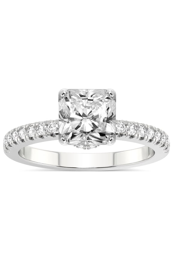 2 Carat IGI Certified Radiant Shape Lab Grown Diamond Engagement Ring | 14K White Gold | Galen Secret Halo Lab Diamond Ring | FG-VS1-VS2 Quality Friendly Diamonds