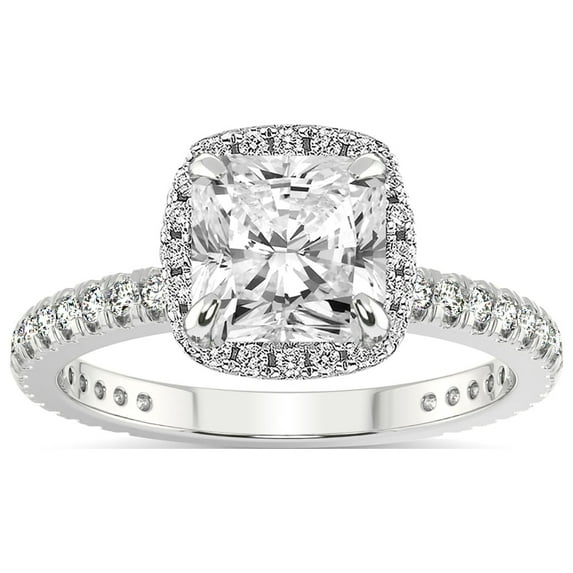 2 Carat IGI Certified Radiant Shape Lab Grown Diamond Engagement Ring | 14K White Gold |Klarissa Halo Diamond Eternity Lab Diamond Ring | FG-VS1-VS2 Quality Friendly Diamonds