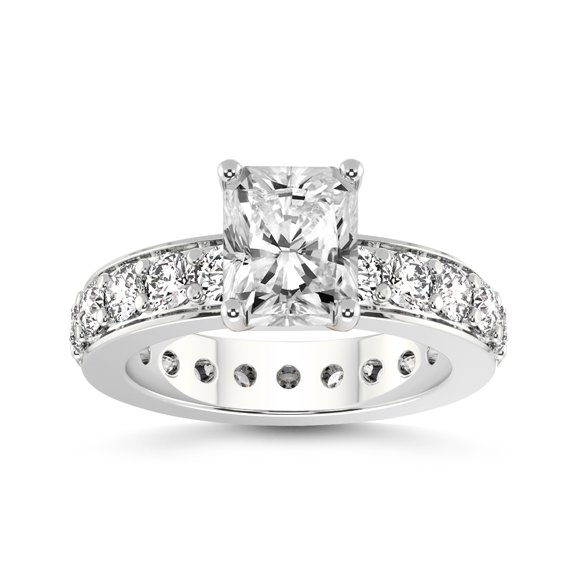 2 Carat IGI Certified Radiant Shape Lab Grown Diamond Engagement Ring | 14K White Gold | Madeline Full Eternity Diamond Ring | FG-VS1-VS2 Quality Friendly Diamonds