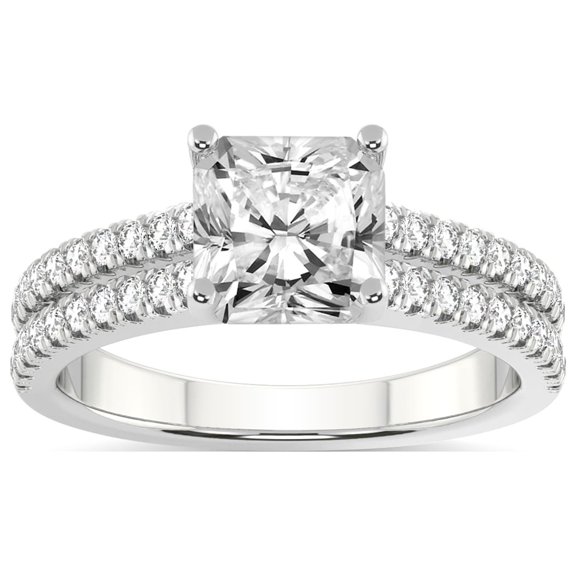 2 Carat IGI Certified Radiant Shape Lab Grown Diamond Engagement Ring | 14K White Gold | Tosca Secret Halo Double Band Lab Diamond Ring | FG-VS1-VS2 Quality Friendly Diamonds