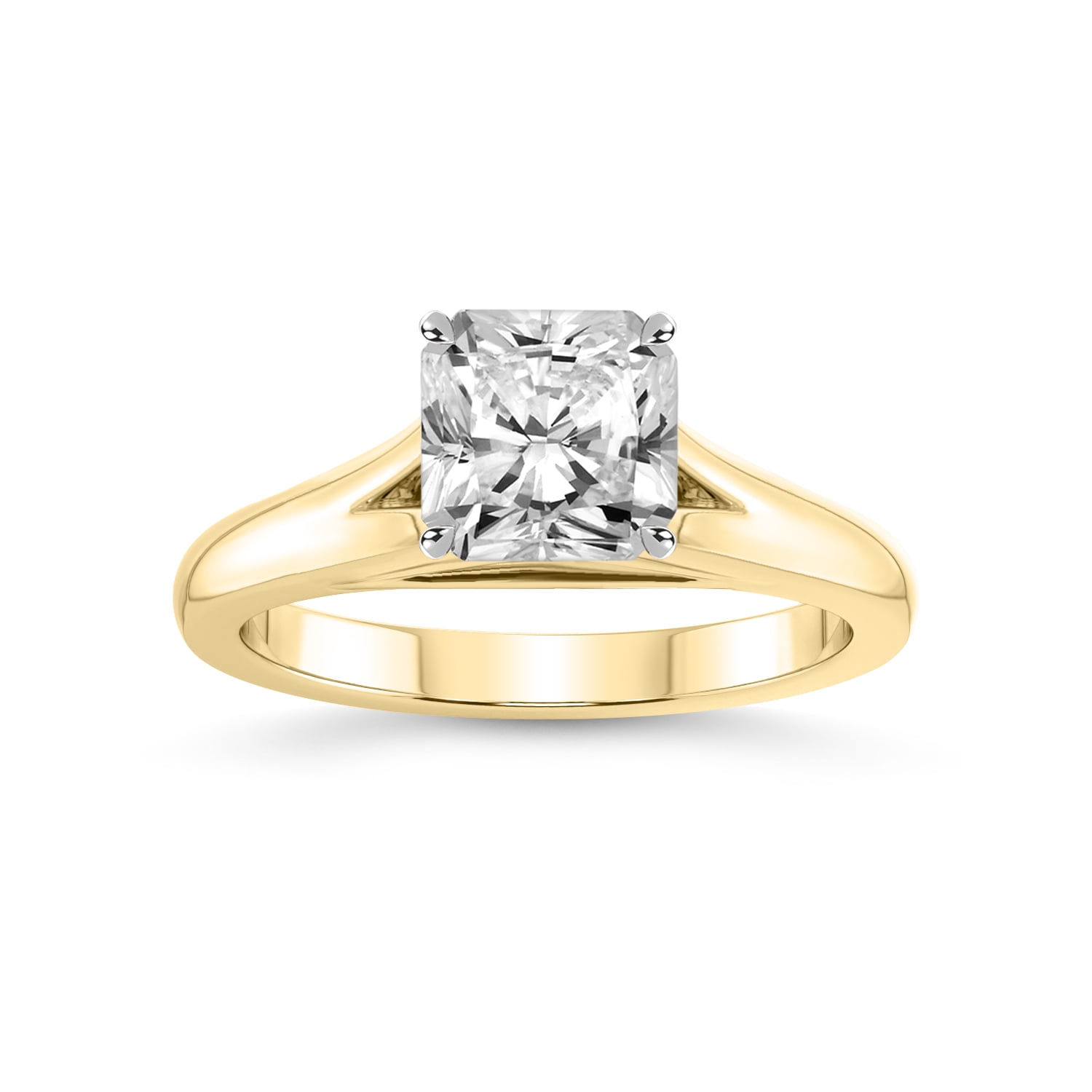 2 1/2 CTW Round Lab Grown Diamond Graduated Engagement Ring 14K Yellow Gold FG, VS2+