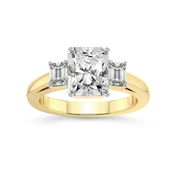 IGI Certified 2 Carat Radiant Shape Lab Grown Diamond Engagement Ring | 14K White Gold |Denise Three stone Side Emerald Lab Diamond Ring | FG-VS1-VS2 Quality Friendly Diamonds