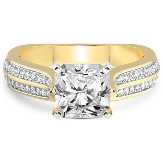 2 Carat IGI Certified Radiant Shape Lab Grown Diamond Engagement Ring | 14K Yellow Gold | Sandra Side Stone Lab Diamond Ring | FG-VS1-VS2 Quality Friendly Diamonds Ring Size 11