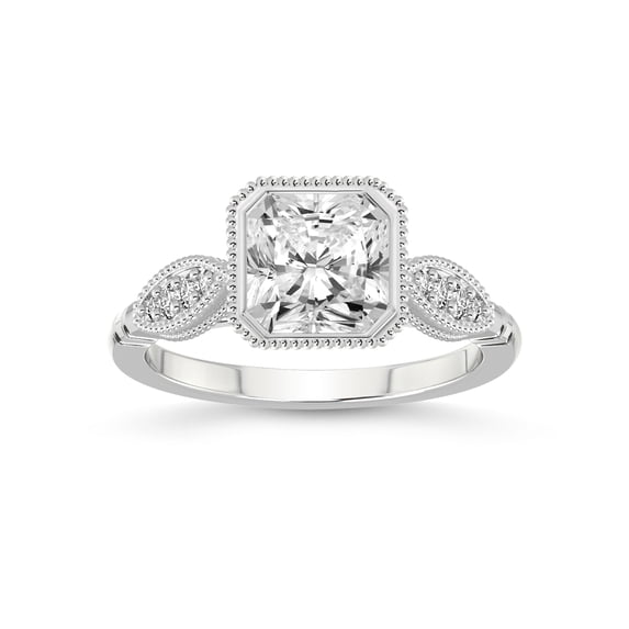 2 Carat | IGI Certified Radiant Shape Lab Grown Diamond Engagement Ring For Women 14K White Gold | Lab Created Everly Vintage Bezel Diamond Engagement Ring | FG-VS1-VS2 Quality