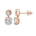 thumbnail image 1 of 2 Carat IGI Certified Round Shape Lab Grown Diamond Earrings | 14K in Rose Gold | Seraphic Teardrop Dangling Lab Diamond Earrings | Prong Setting | FG-VS1-VS2 Quality Friendly Diamonds, 1 of 1