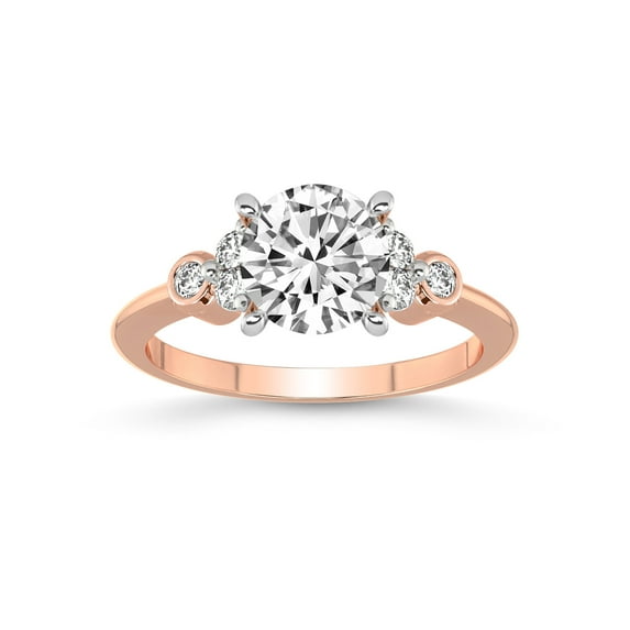 2 Carat IGI Certified Round Shape Lab Grown Diamond Engagement Ring | 14K Rose Gold |Amore Side Stone Lab Diamond Ring | FG-VS1-VS2 Quality Friendly Diamonds
