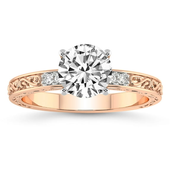 IGI Certified 2 Carat Round Shape Lab Grown Diamond Engagement Ring | 14K Rose Gold | Antique Allure Vintage Lab Diamond Ring | FG-VS1-VS2 Quality Friendly Diamonds