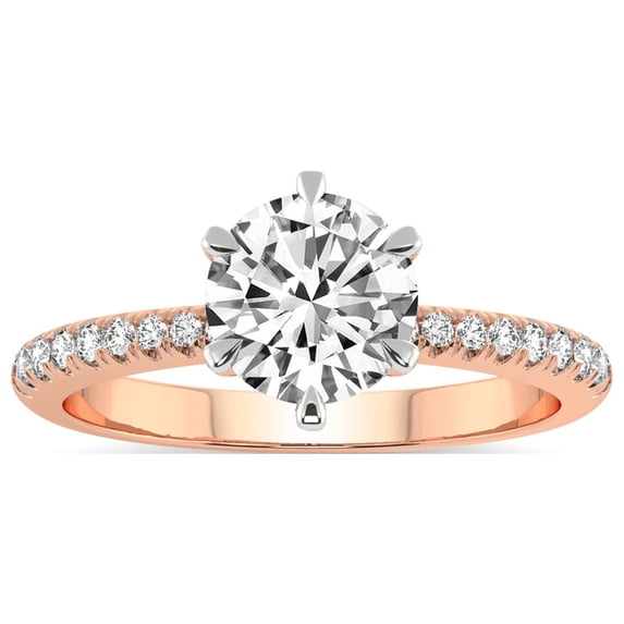 2 Carat IGI Certified Round Shape Lab Grown Diamond Engagement Ring | 14K Rose Gold | Etienne Secret Halo Lab Diamond Ring | FG-VS1-VS2 Quality Friendly Diamonds