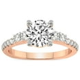thumbnail image 1 of IGI Certified 2 Carat Round Shape Lab Grown Diamond Engagement Ring | 14K Rose Gold |Geneva Side Stone Diamond Ring | FG-VS Quality Friendly Diamonds, 1 of 7