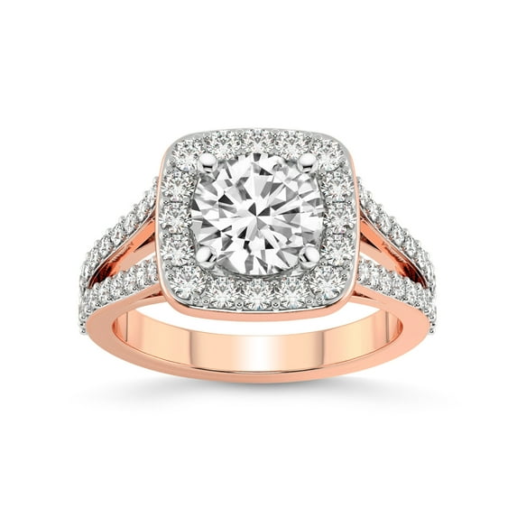 2 Carat IGI Certified Round Shape Lab Grown Diamond Engagement Ring | 14K Rose Gold | Rosalind Split Shank Halo Lab Diamond Ring | FG-VS1-VS2 Quality Friendly Diamonds