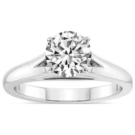 IGI Certified 2 Carat Round Shape Lab Grown Diamond Engagement Ring | 14K White Gold | Cathedral Split Shank Solitaire Diamond Ring | FG-VS1-VS2 Quality Friendly Diamonds