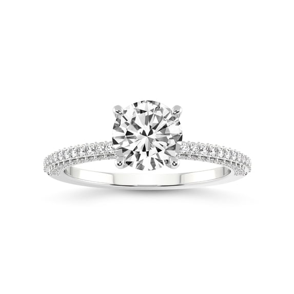2 Carat IGI Certified Round Shape Lab Grown Diamond Engagement Ring | 14K White Gold | Grace Micro Pave Eternity Lab Diamond Ring | FG-VS1-VS2 Quality Friendly Diamonds