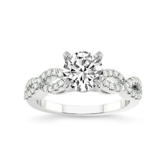 2 Carat IGI Certified Round Shape Lab Grown Diamond Engagement Ring | 14K White Gold | Lorene Twisted Shank Lab Diamond Ring | FG-VS1-VS2 Quality Friendly Diamonds
