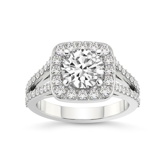 2 Carat IGI Certified Round Shape Lab Grown Diamond Engagement Ring | 14K White Gold | Rosalind Split Shank Halo Lab Diamond Ring | FG-VS1-VS2 Quality Friendly Diamonds