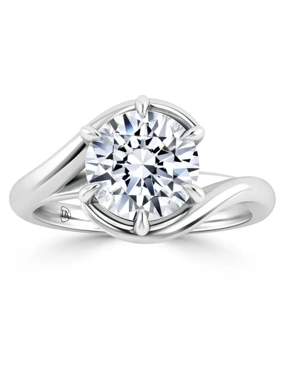 Solitaire White Diamond 2 ct Engagement Ring, 14k Gold
