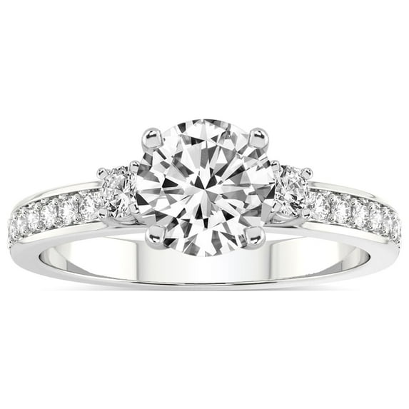 2 Carat IGI Certified Round Shape Lab Grown Diamond Engagement Ring | 14K White Gold | Trilogy Three Stone Lab Diamond Ring | FG-VS1-VS2 Quality Friendly Diamonds