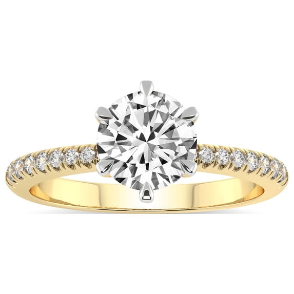 2 Carat IGI Certified Round Shape Lab Grown Diamond Engagement Ring | 14K Yellow Gold | Etienne Secret Halo Lab Diamond Ring | FG-VS1-VS2 Quality Friendly Diamonds
