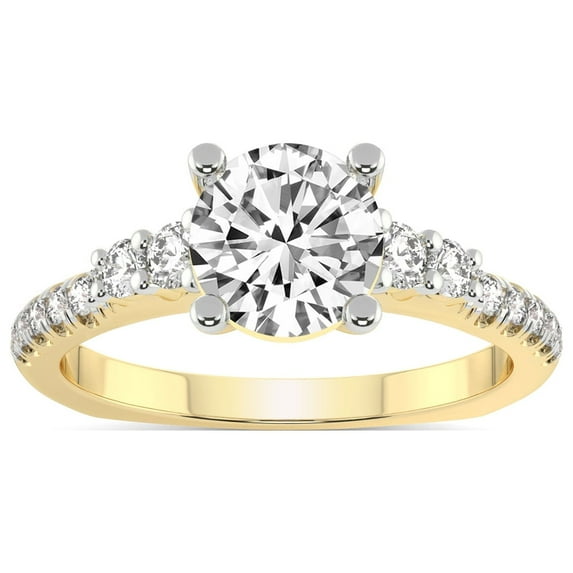 IGI Certified 2 Carat Round Shape Lab Grown Diamond Engagement Ring | 14K White Gold |Geneva Side Stone Diamond Ring | FG-VS Quality Friendly Diamonds
