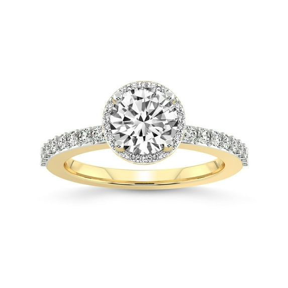 2 Carat IGI Certified Round Shape Lab Grown Diamond Engagement Ring | 14K Yellow Gold | Lumina Halo Diamond Eternity Lab Diamond Ring | FG-VS1-VS2 Quality Friendly Diamonds