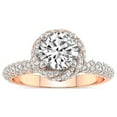 thumbnail image 1 of IGI Certified 2 Carat Round Shape Lab Grown Diamond Engagement Ring | 14K Rose Gold |Entwined Love Halo Diamond Ring | FG-VS1-VS2 Quality Friendly Diamonds, 1 of 7
