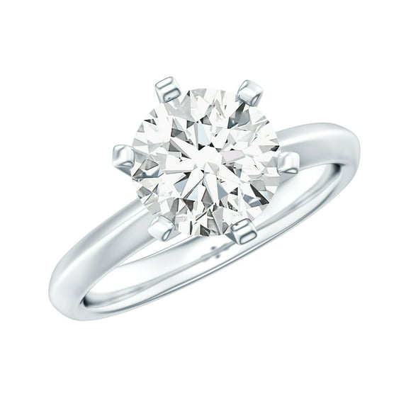 Rosec Jewels 2 Carat Lab Diamond Ring - 8 MM Solitaire Engagement Ring - EF-VS Quality Certified, 10K White Gold, US 12.00