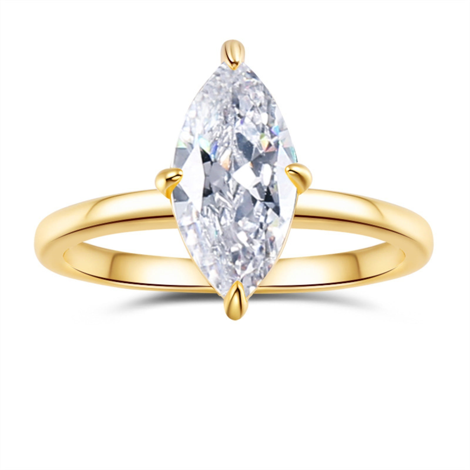 2 Carat Marquise Cut Moissanite Rings for Women D Color VVS1 Gold Engagement Ring 925 Sterling Silver Anniversary Wedding Promise Rings for Women Size 4-10