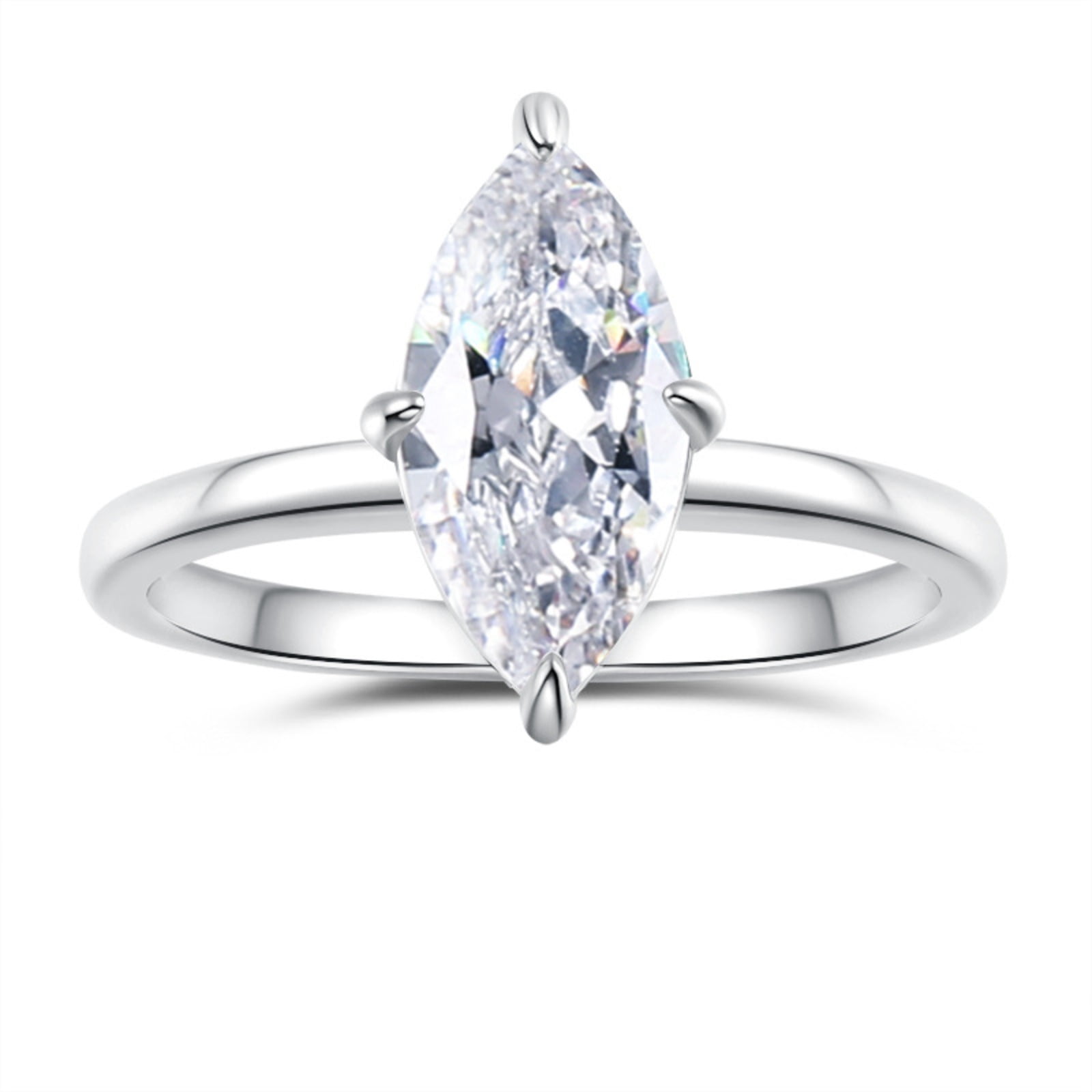 2 Carat Marquise Cut Moissanite Rings for Women D Color VVS1 Gold Engagement Ring 925 Sterling Silver Anniversary Wedding Promise Rings for Women Size 4-10