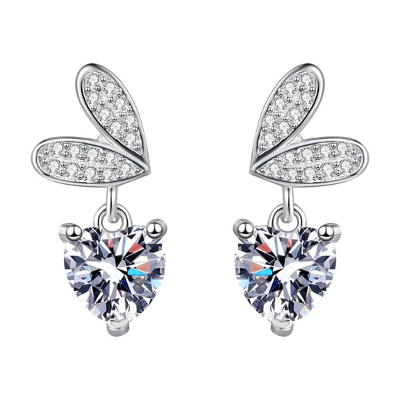 2 Carat Moissanite Dangle Earrings for Women D Color VVS1 Hypoallergenic Heart Dangle Earrings 925 Sterling Silver Moissanite Drop Earrings for Wedding Bridal Prom