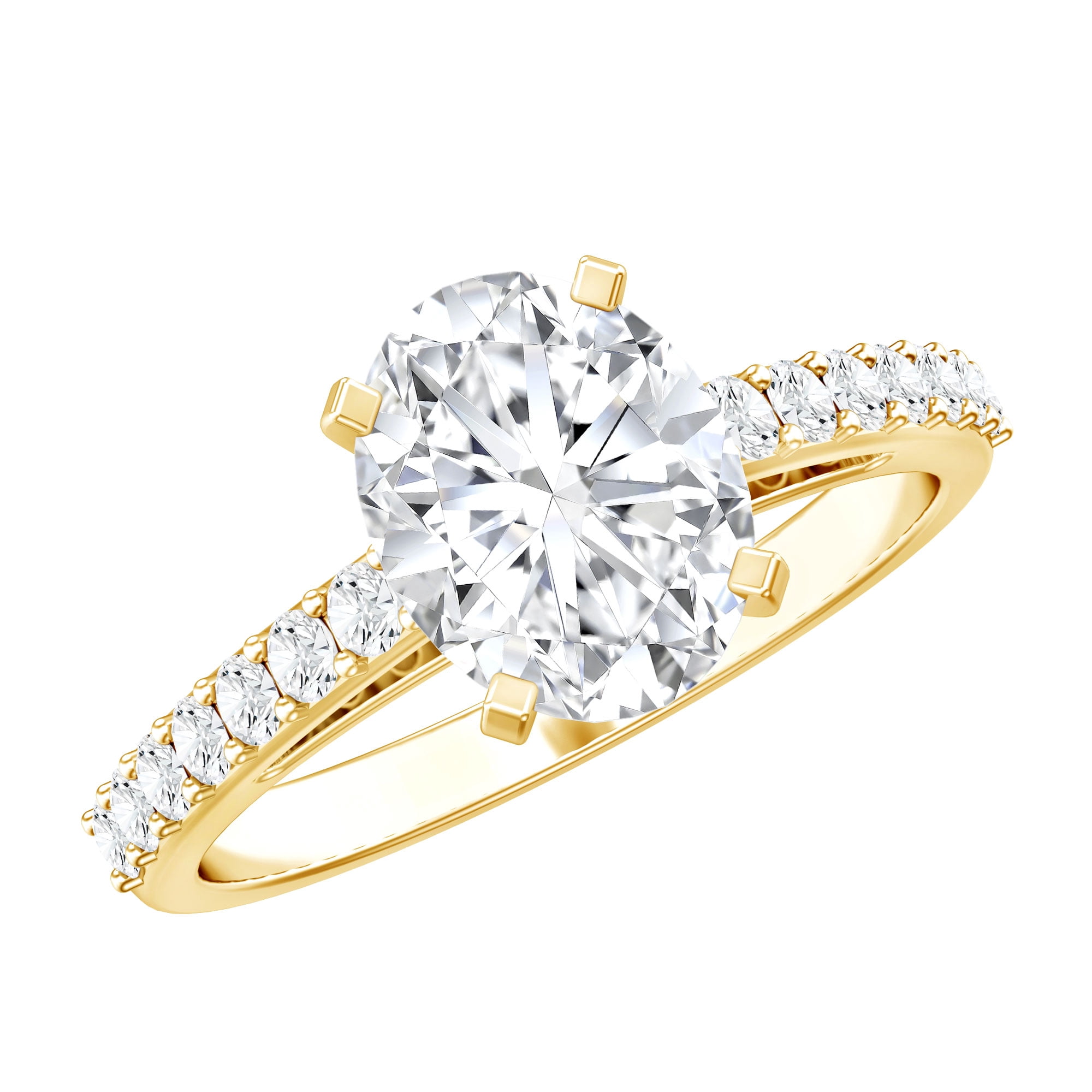Rosec Jewels 2 Carat Moissanite Engagement Ring for Women - 7X9 mm Oval Moissanite Ring - D-VS1 Grade, 14K Yellow Gold, US 8.50