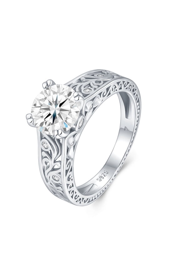 2 Carat Moissanite Engagement Rings for Women Victorian Leaf Filigree Vintage Wedding Band Ring D Color VVS1 925 Sterling Silver Diamond Ring Size 5-9