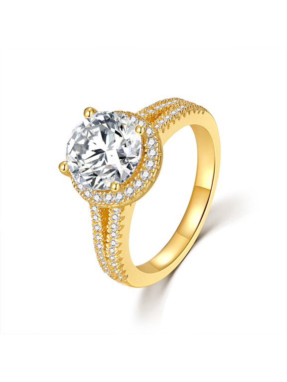 2 Carat Moissanite Engagement Rings for Women D Color VVS1 Gold Promise Ring S925 Sterling Silver Wedding Bands for Women Halo Moissanite Ring