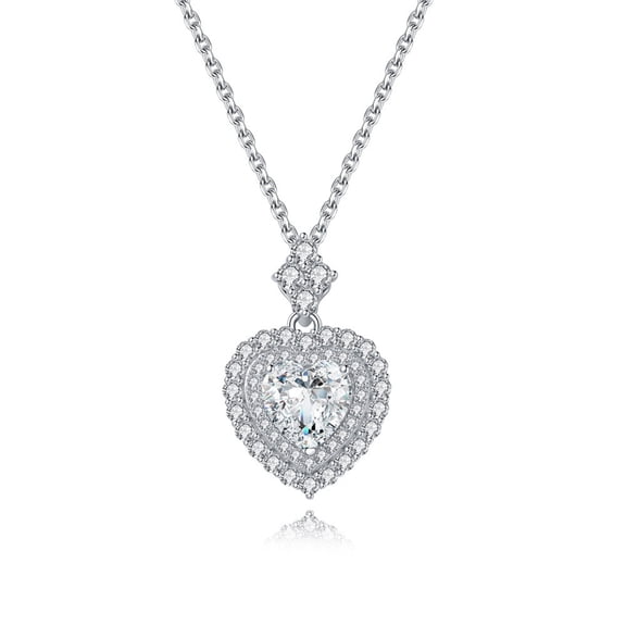 2 Carat Moissanite Necklace for Women D Color VVS1 Clarity Heart Pendant Necklace 925 Sterling Silver Pendant Necklaces Women Jewelry