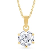 2 Carat Moissanite Pendant Necklace In 18K Yellow Gold Over Sterling Silver D Color Ideal Cut Lab Created Diamond Necklace for Women