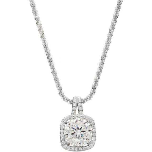 2 Carat Moissanite Pendant Necklace for Women's Diamond Necklace 18K White Gold Lab Diamond Pendants for Necklaces Lady Moissanite Necklace for Wife Lab Diamond Necklace