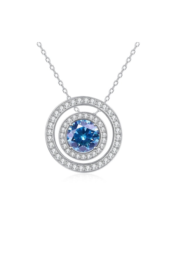2 Carat Moissanite Pendant Necklace for Women D Color VVS1 Clarity Double Ring Necklace Hypoallergenic 925 Sterling Silver Diamond Necklaces