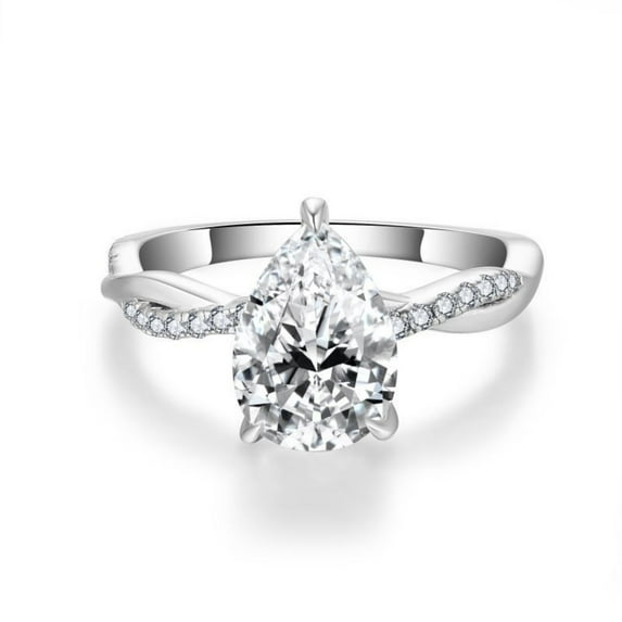 2 Carat Moissanite Rings for Women Bridal Set D Color VVS1 S925 Silver Lab Created Diamond Engagement Rings Set Pear Cut Stackable Eternity Bands with Certificate
