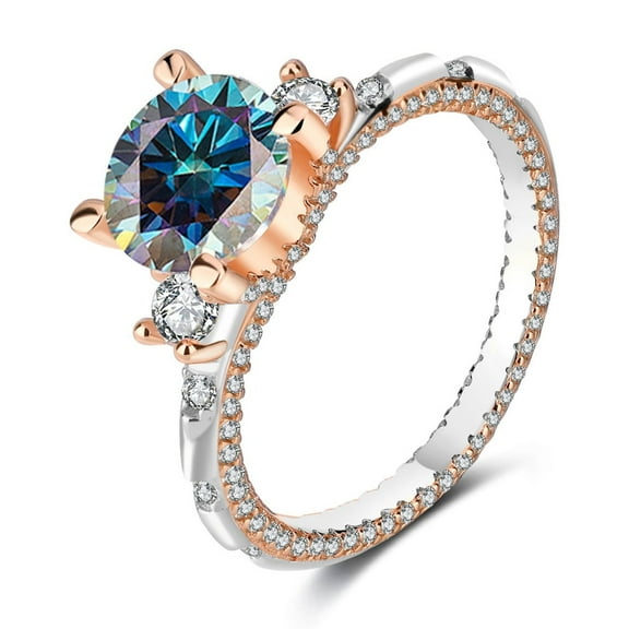 2 Carat Moissanite Rings for Women D-Color Clarity 18K Moissanite Wedding Rings Set for Bridal Simulated Diamond Promise Ring Fiancee Lab Grown Diamond Engagement Rings Lady