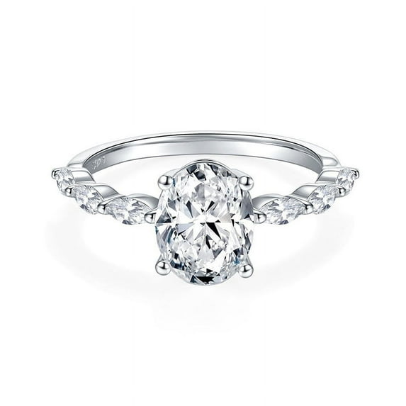 2 Carat Moissanite Rings for Women D-Color S925 Moissanite Women's Wedding Ring for Bridal Set Simulated Diamond Promise Ring Fiancee Lab Grown Diamond Engagement Rings Lady
